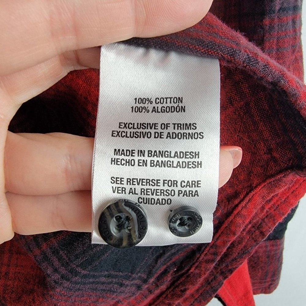 Woolrich Flannel Shirt Mens Medium Red Black Shadow Plaid Cotton Button Up - Picture 14 of 15
